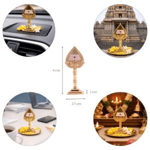 Gold Plated Murugan Vel Car Dashboard Idol with Mayil Design, God Photo Fridge Magnet, OM Key Chain | Hindu God Decorative Showpiece for Car, Gift, Home & Pooja Room (Pack of 4)