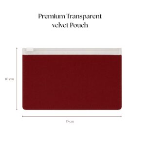 skLazo Jewellery Organiser Pouch Set of 20 | 10×15 cm | Transparent Front & Velvet Inside | Zip Lock Storage for Earrings, Rings, Necklaces & Accessories | Red Brown and Whit