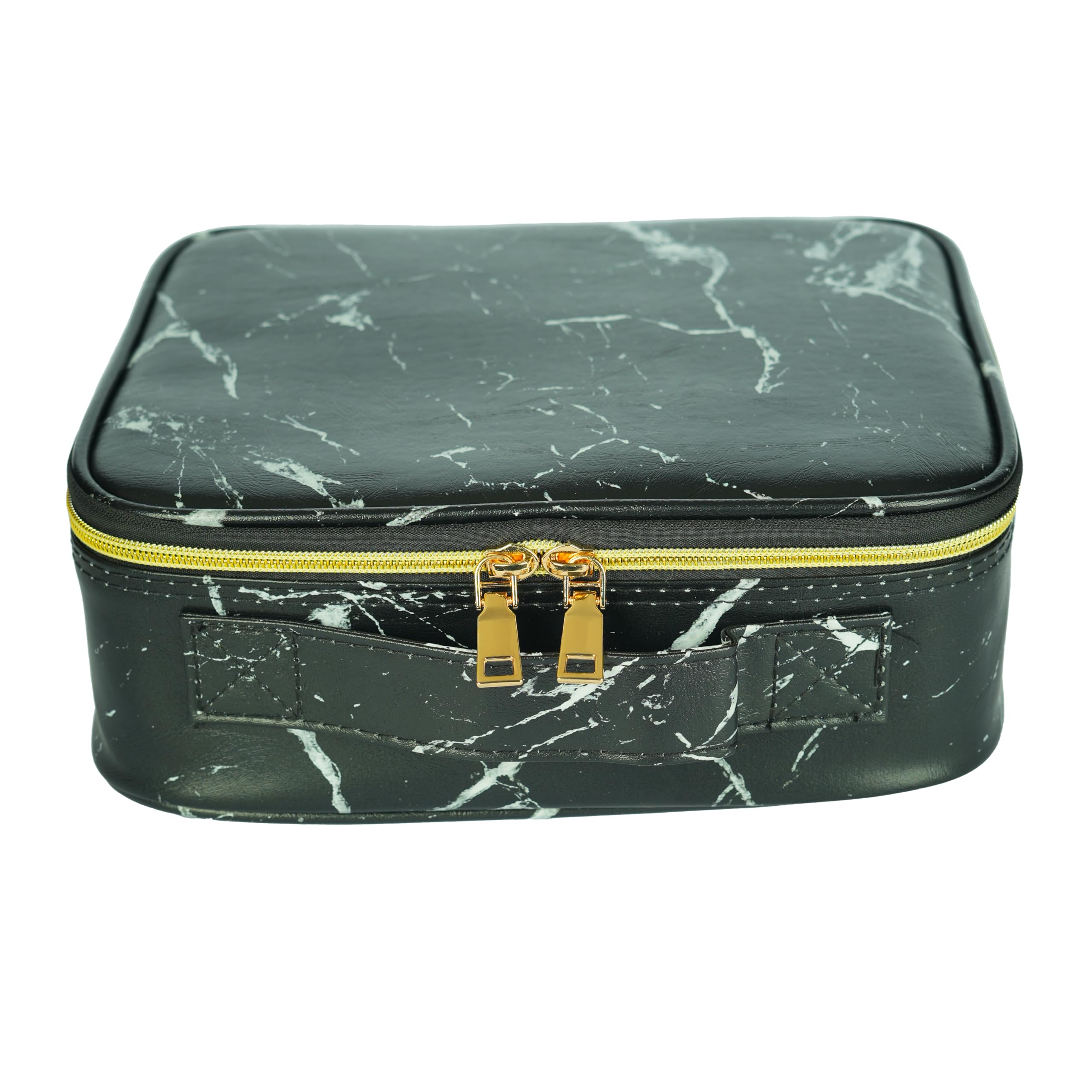 skLazo Travel-Friendly Cosmetic Makeup Organizer Bag with Adjustable Compartments - Professional Toiletry Vanity Kit | Makeup Kit Storage Box | Cosmetic Bag | Makeup Brush Organizer (Black Marble) - Image 6