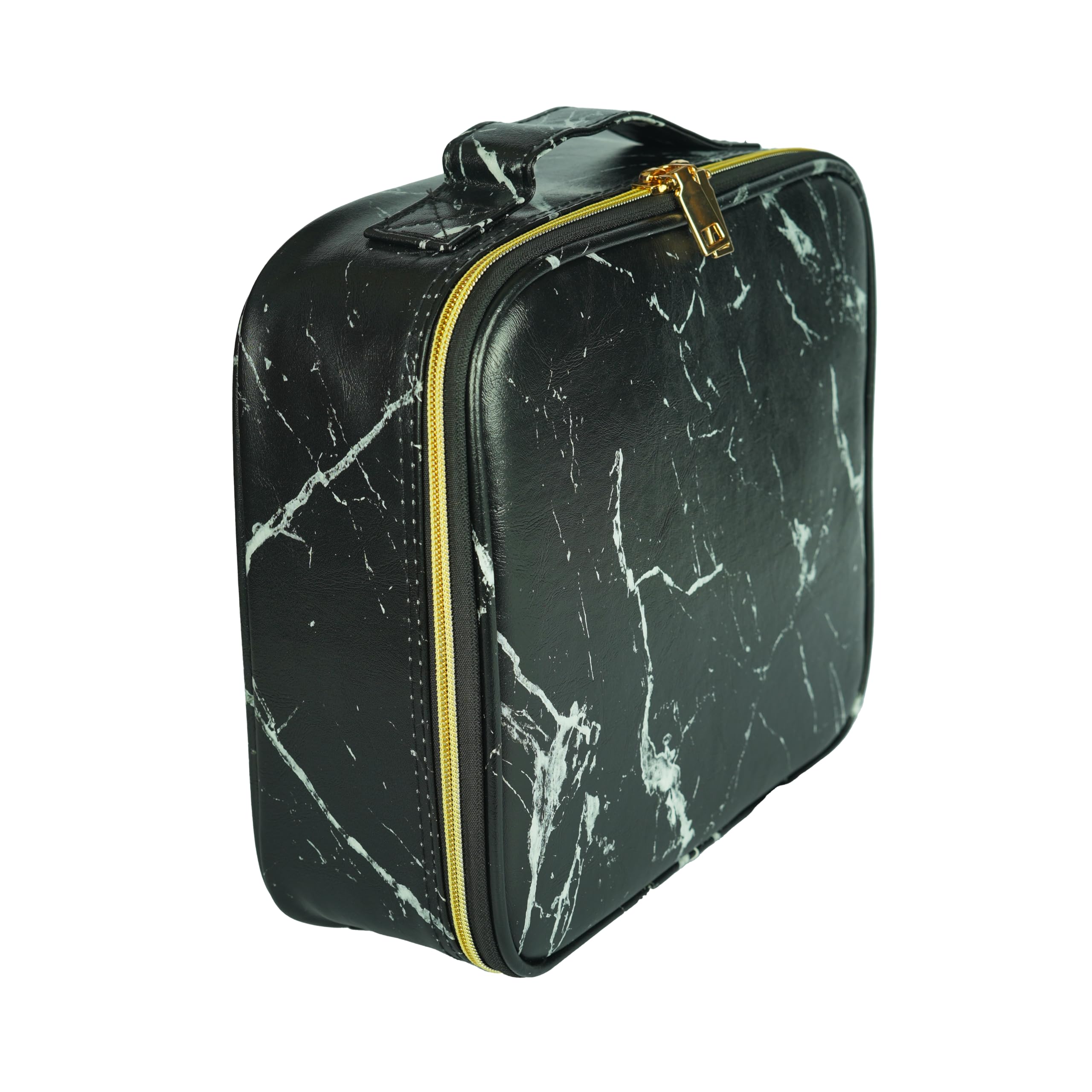 skLazo Travel-Friendly Cosmetic Makeup Organizer Bag with Adjustable Compartments - Professional Toiletry Vanity Kit | Makeup Kit Storage Box | Cosmetic Bag | Makeup Brush Organizer (Black Marble) - Image 8