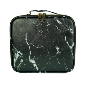 skLazo Travel-Friendly Cosmetic Makeup Organizer Bag with Adjustable Compartments - Professional Toiletry Vanity Kit | Makeup Kit Storage Box | Cosmetic Bag | Makeup Brush Organizer (Black Marble)