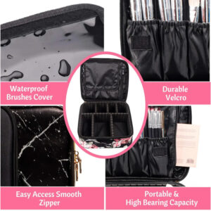 Black Marble Travel Cosmetic Organizer Bag Waterproof Feature