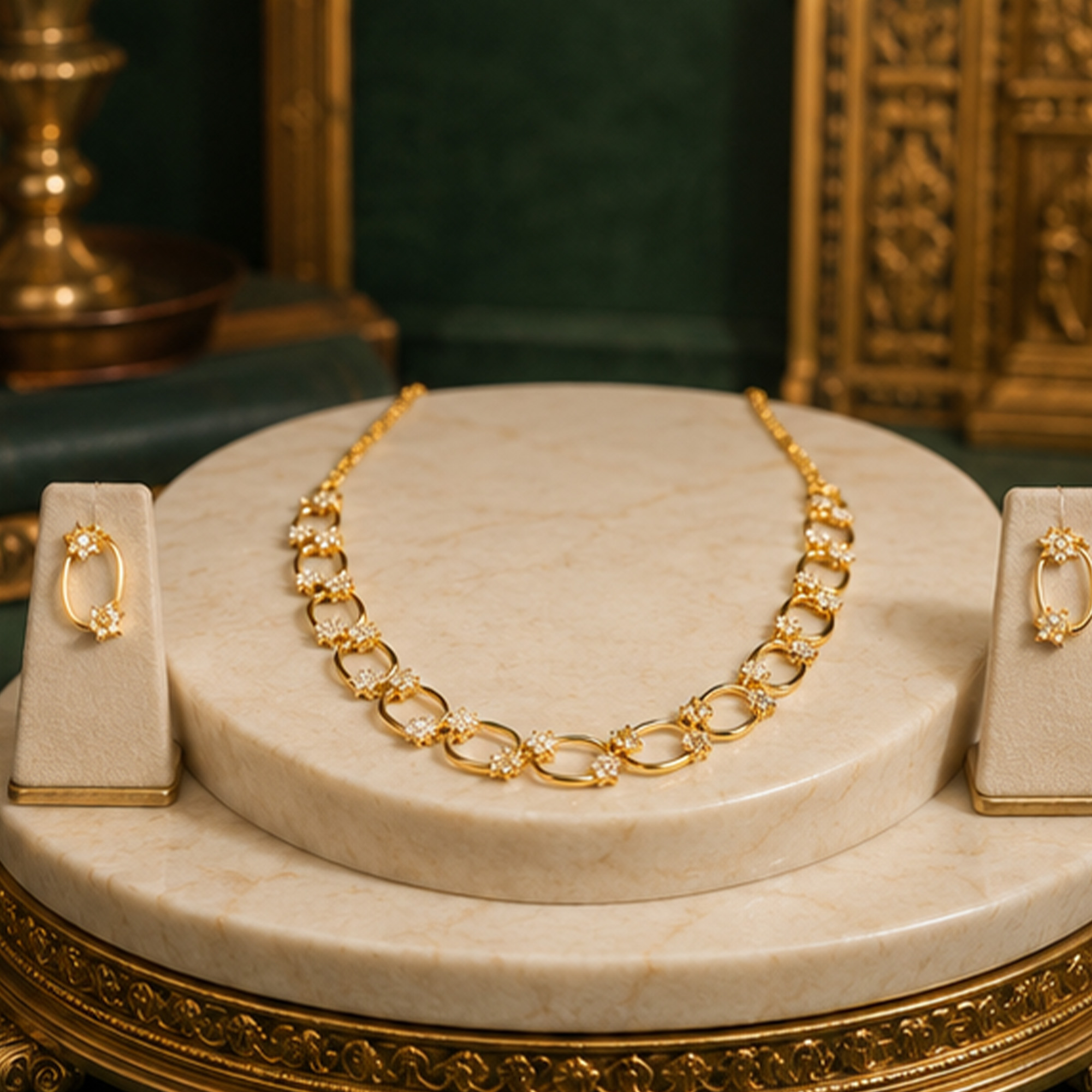 Elegant Star Link Gold Necklace Set Product Display