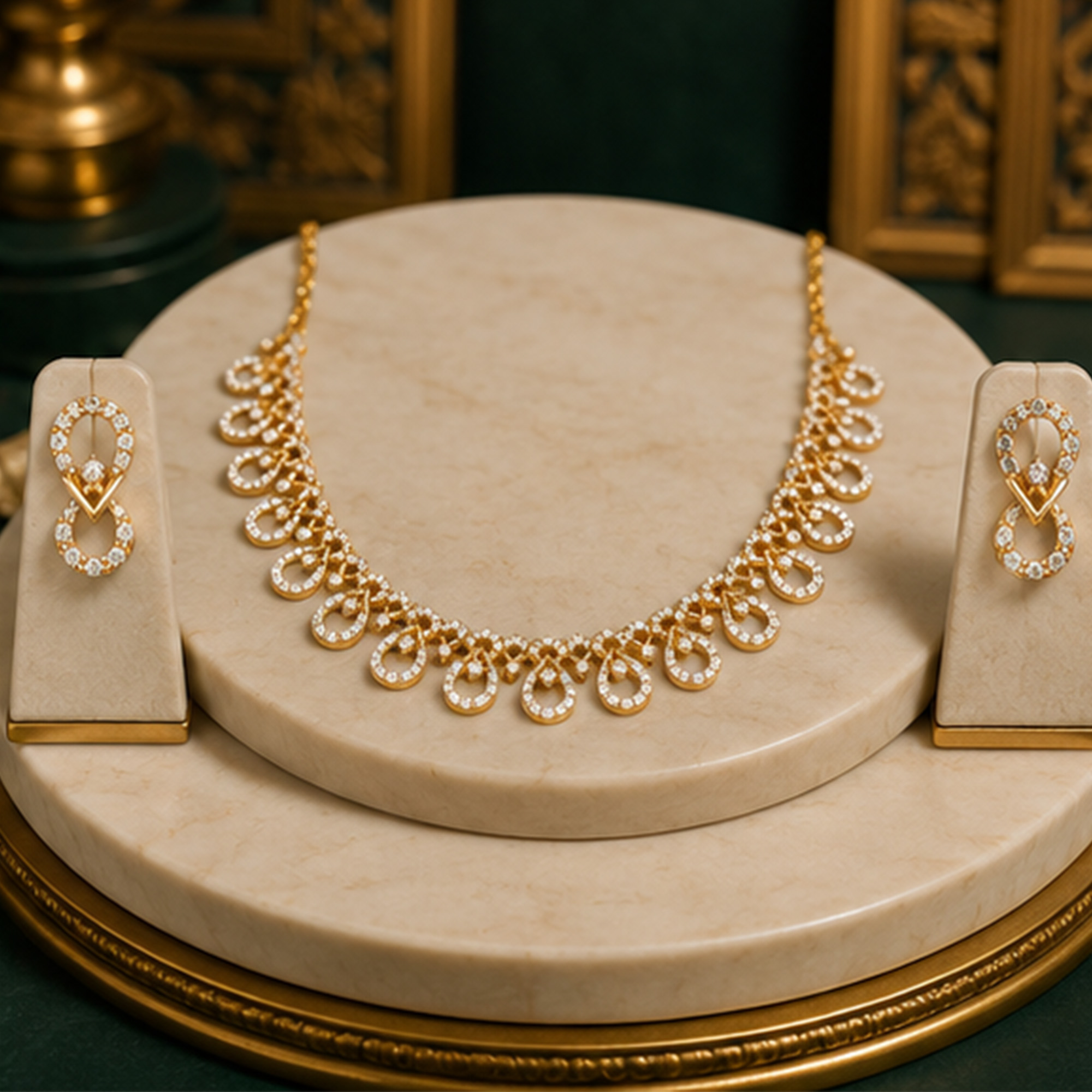Elegant Teardrop Diamond Style Necklace Set Product Display