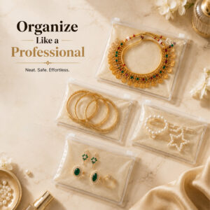 Gold Jewellery Organizer Pouch Set Organization Display