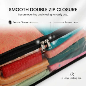 PVC Transparent Saree Storage Organizer Bag Closure Feature