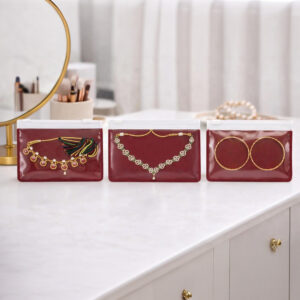 Red Brown Jewellery Organizer Pouch Vanity Storage