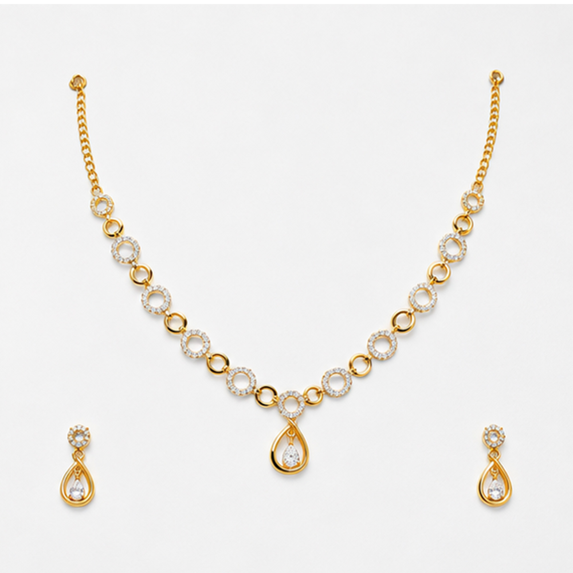 Regal Teardrop Necklace Set on White Background