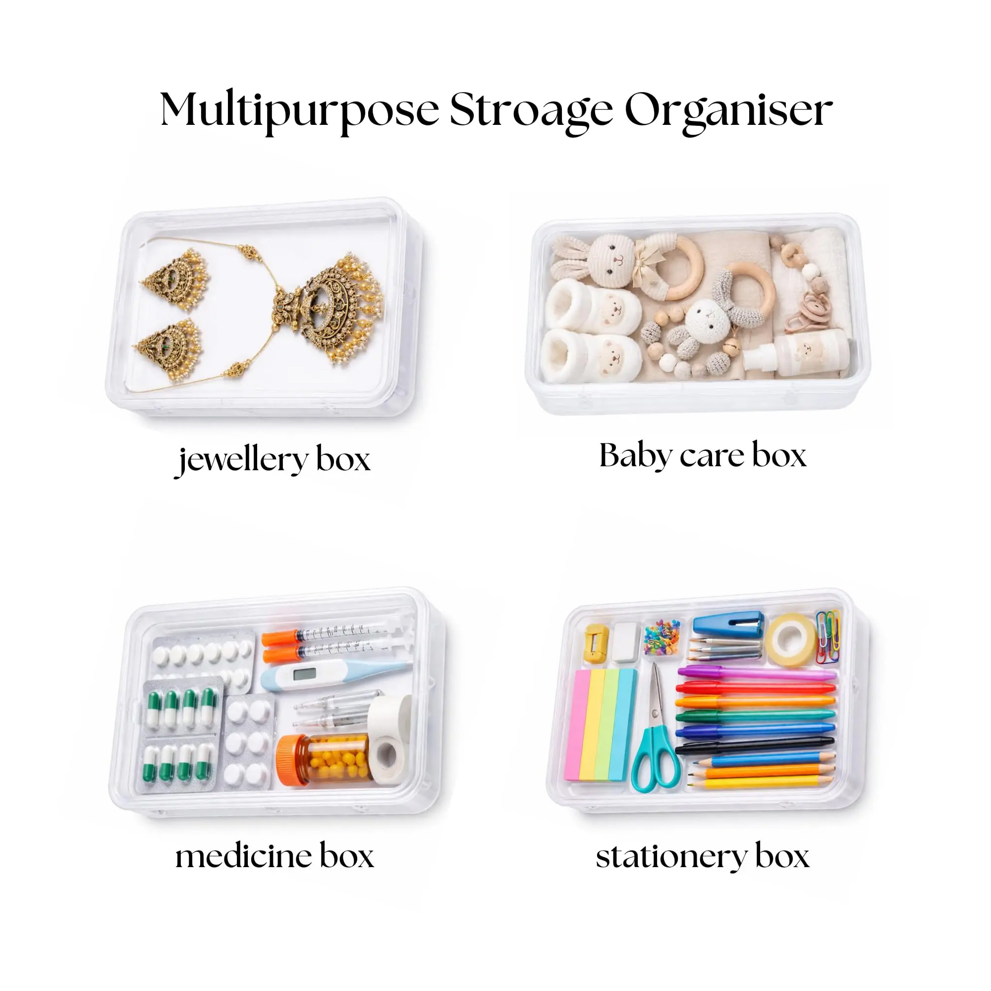Transparent Multi-Purpose Storage Organizer Box Uses